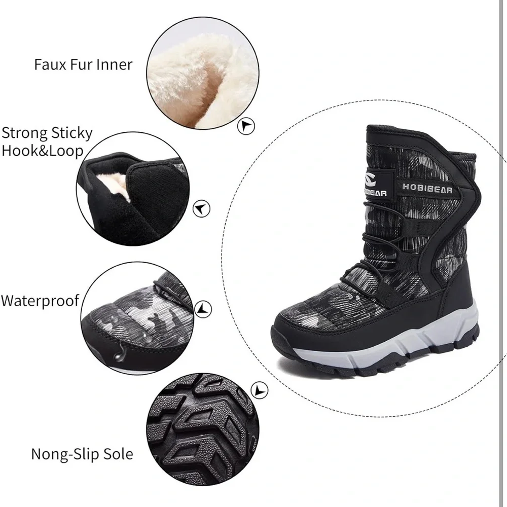 GUBARUN Boys Snow Boots Winter Waterproof Slip Resistant 4.5/ 393